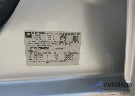 2014 GMC Sierra 1500 Slt из США, поврежденный, VIN 3GTP1VEC3EG407051